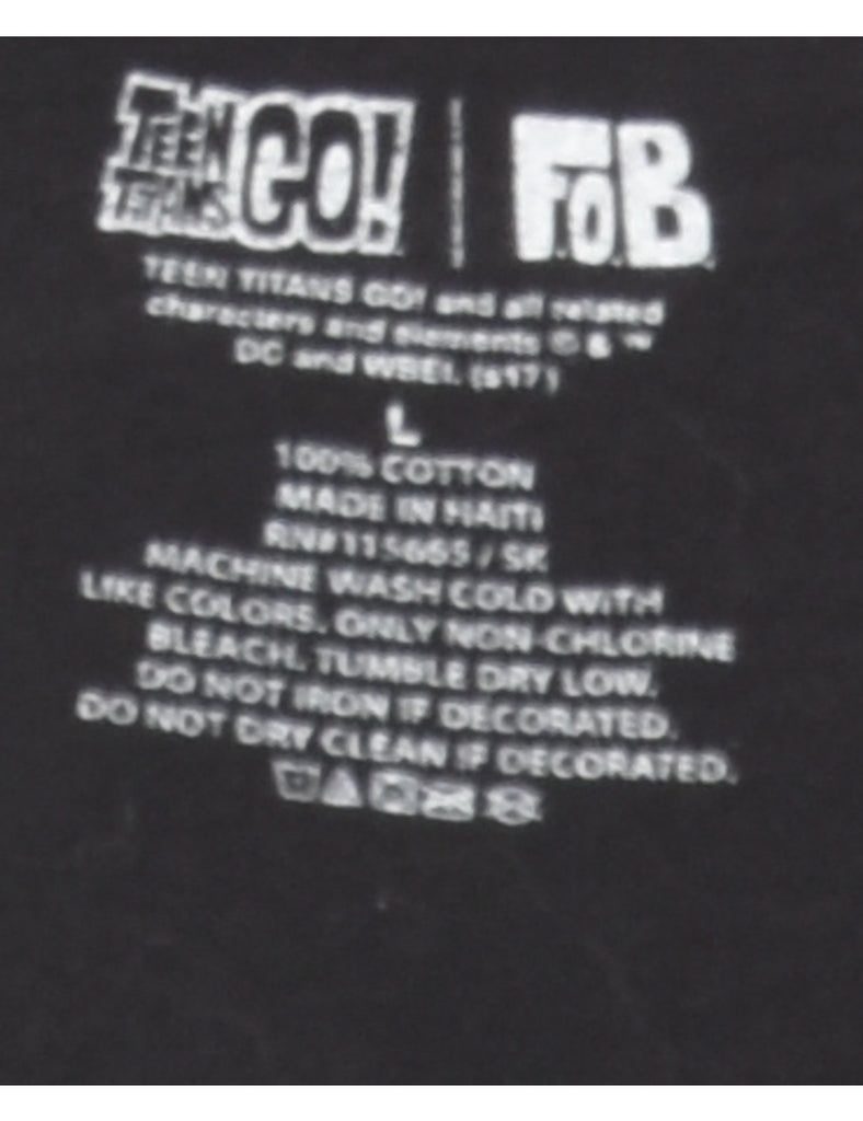 Black Cartoon T-shirt - L