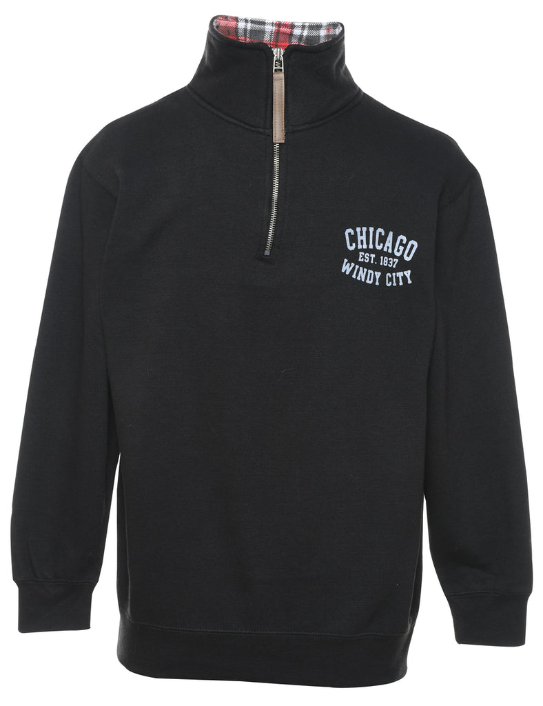 Black Chicago Windy City Printed Sweatshirt - S
