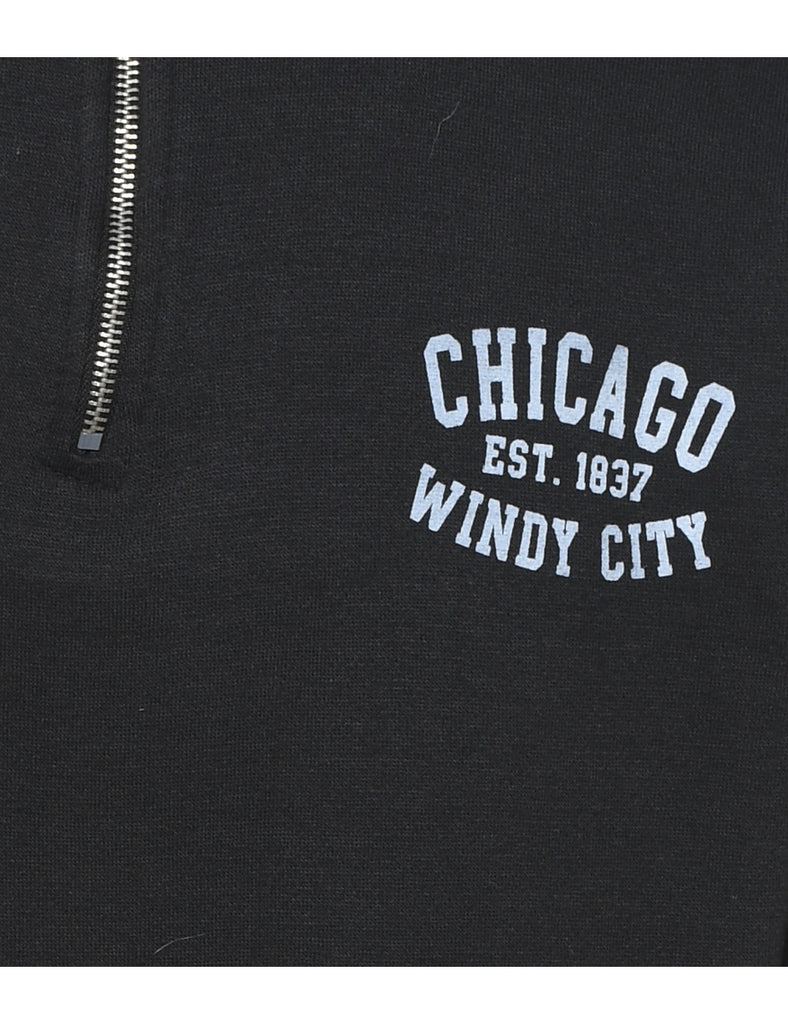 Black Chicago Windy City Printed Sweatshirt - S