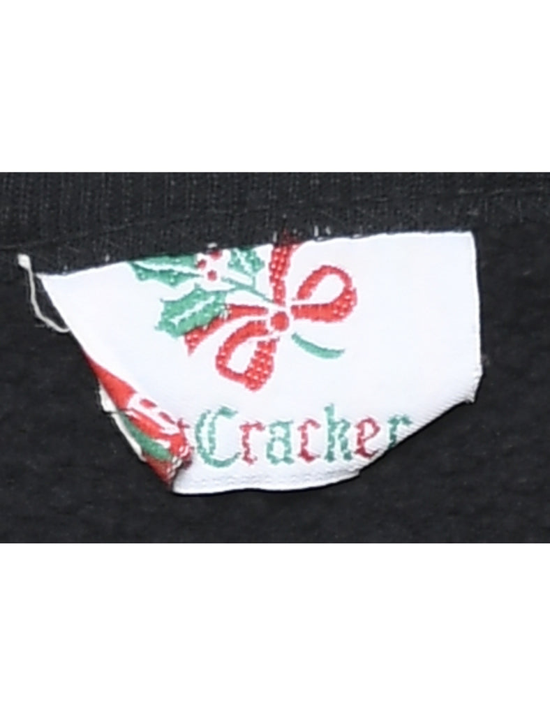 Black Christmas Patterned Sweatshirt - L