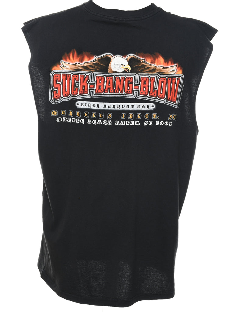 Black Classic Printed Vest Top - XL