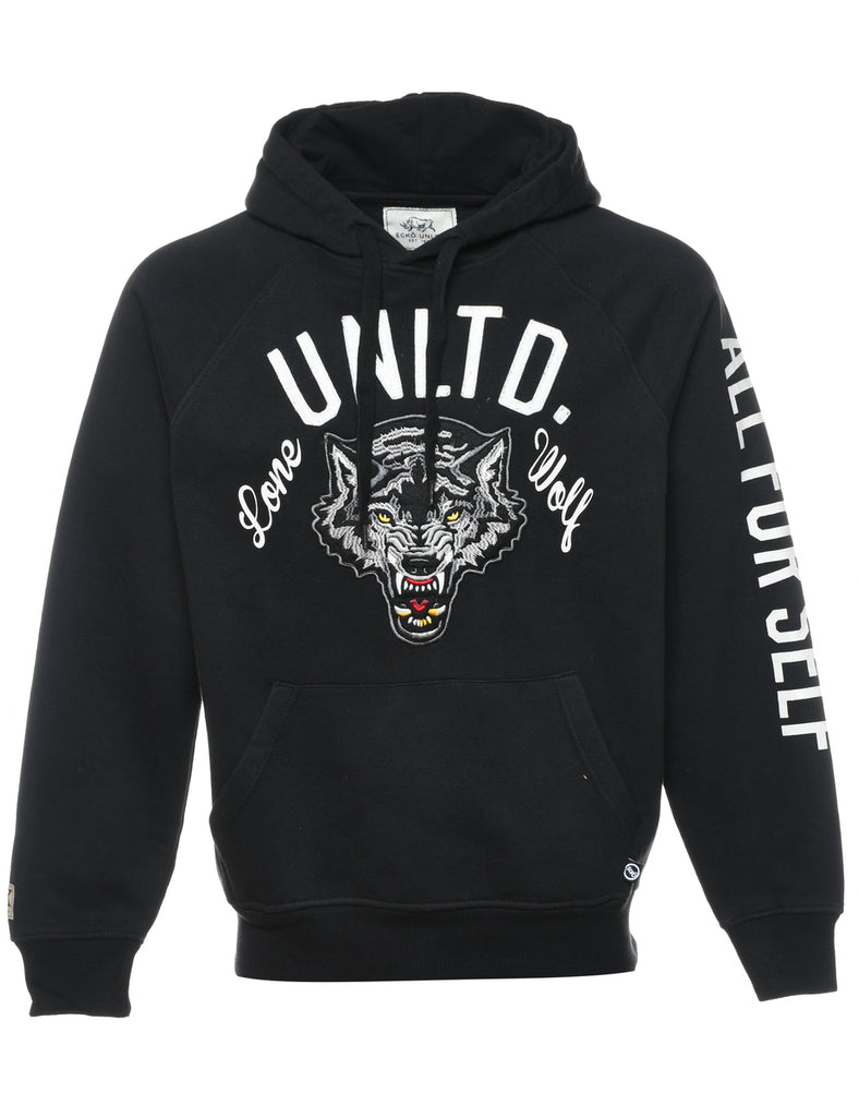 Black Ecko Printed Hoodie - M