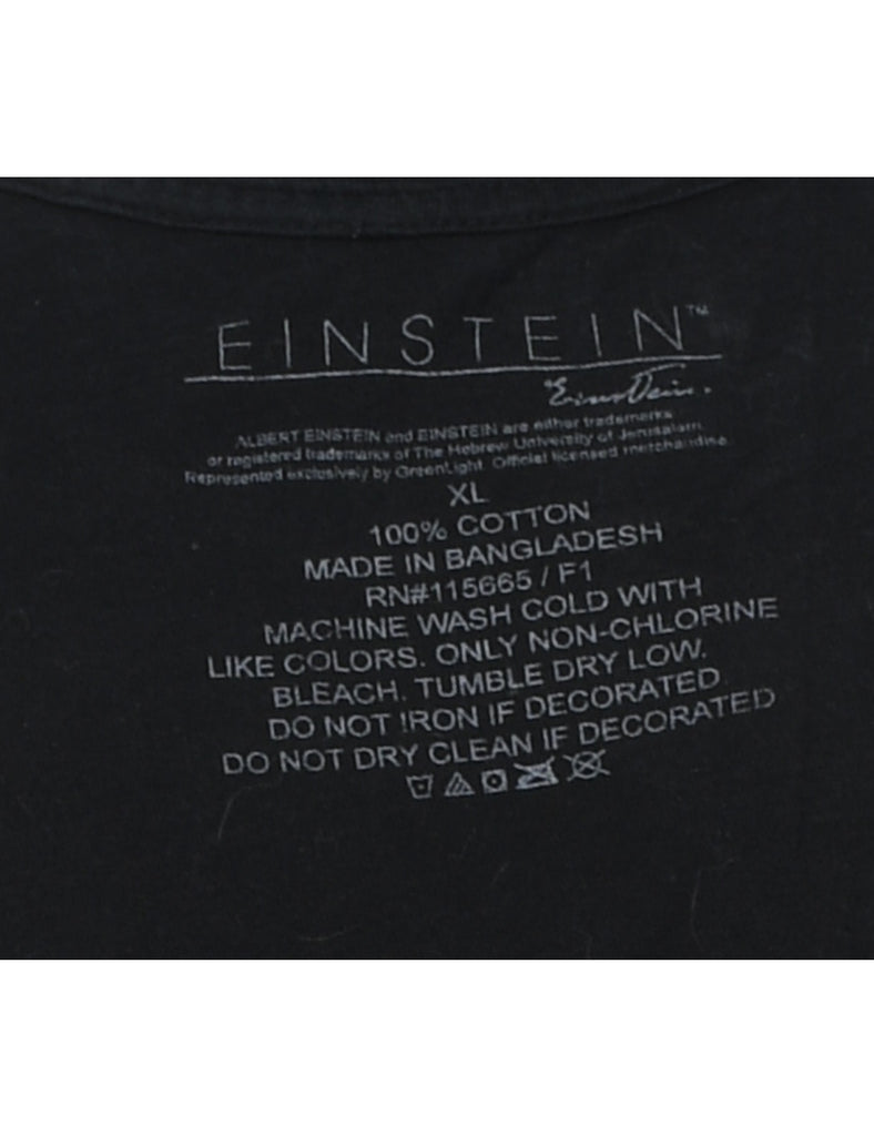 Black Einstein Design Black Printed T-shirt - XL