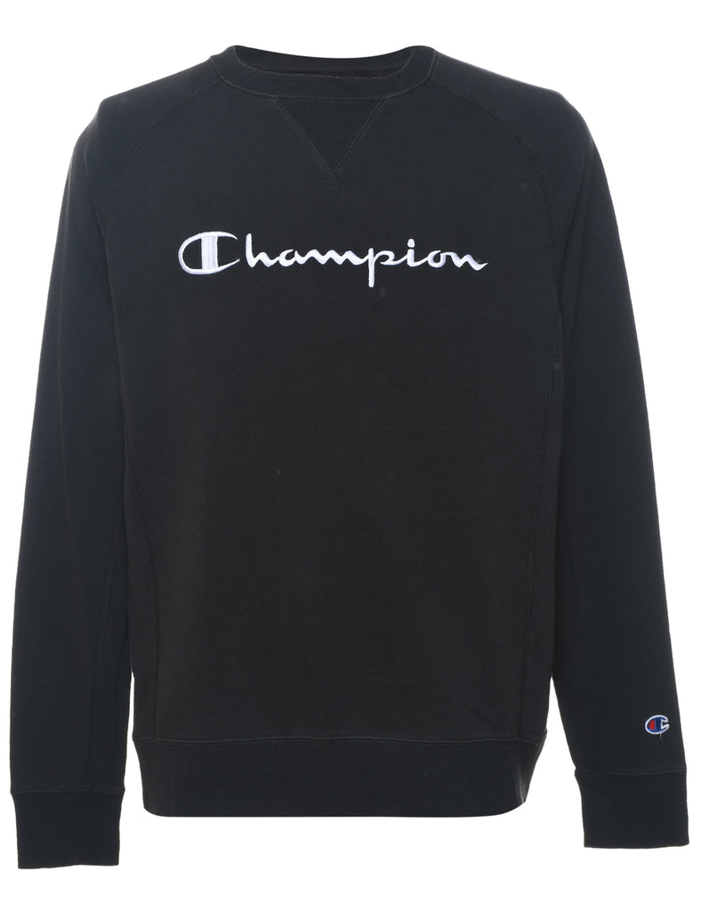 Black Embroidered Champion Sweatshirt  - S
