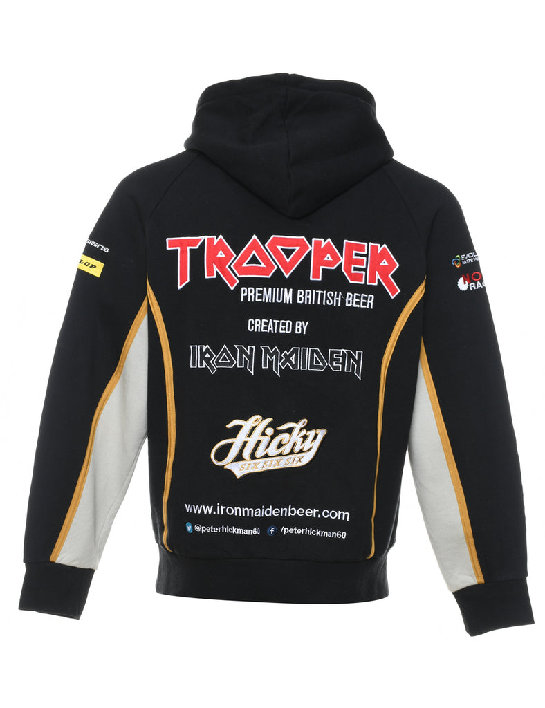 Black Embroidered Hoodie - L
