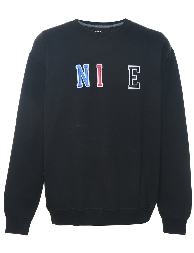 Black Embroidered Sweatshirt - L