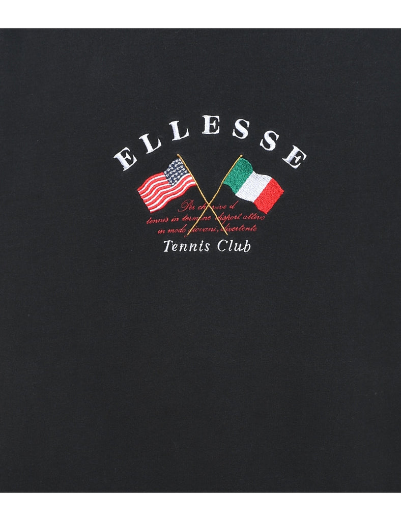 Black Embroidered Tennis Club Ellesse Sweatshirt - L