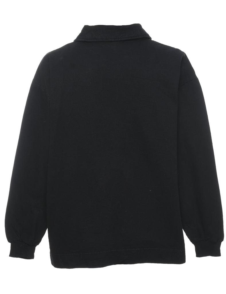 Black Floral Embroidered Sweatshirt  - XL