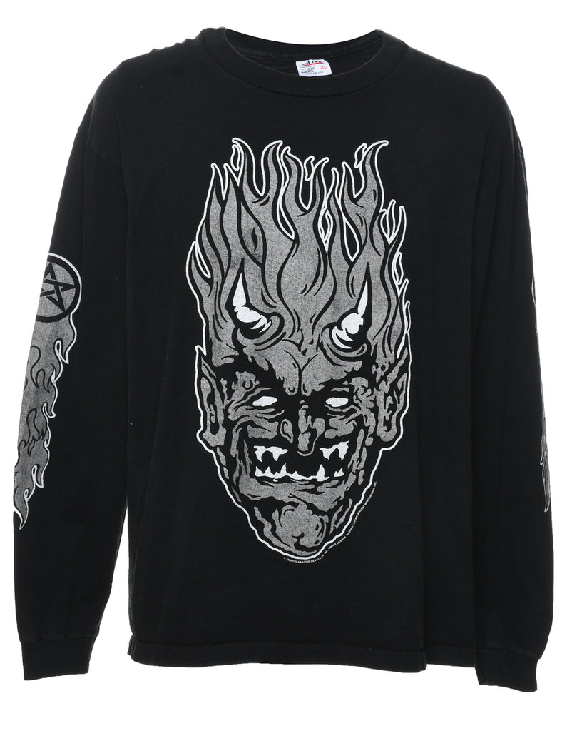 Black & Grey Vintage Graphic Printed T-shirt - XL