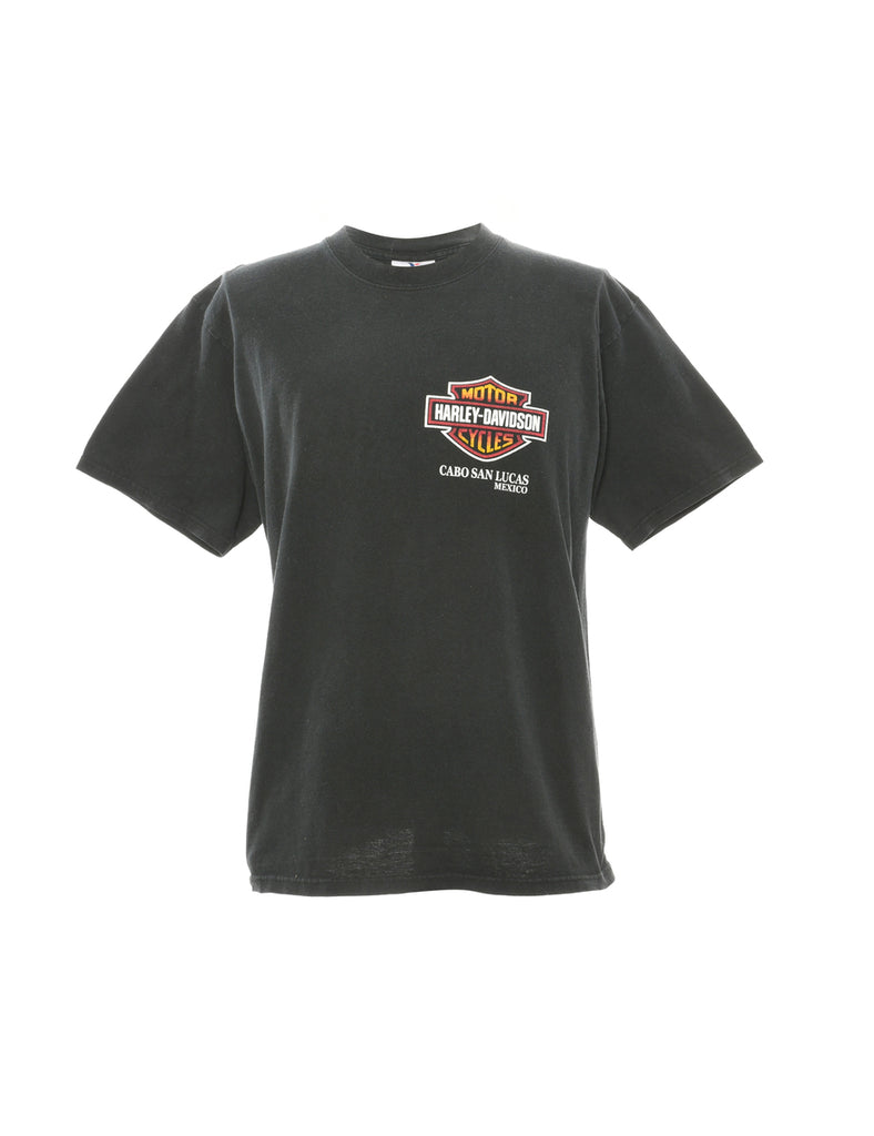 Black Harley Davidson Printed T-shirt - L