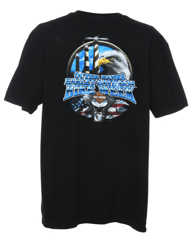 Black Harley Davidson Printed T-shirt - XL