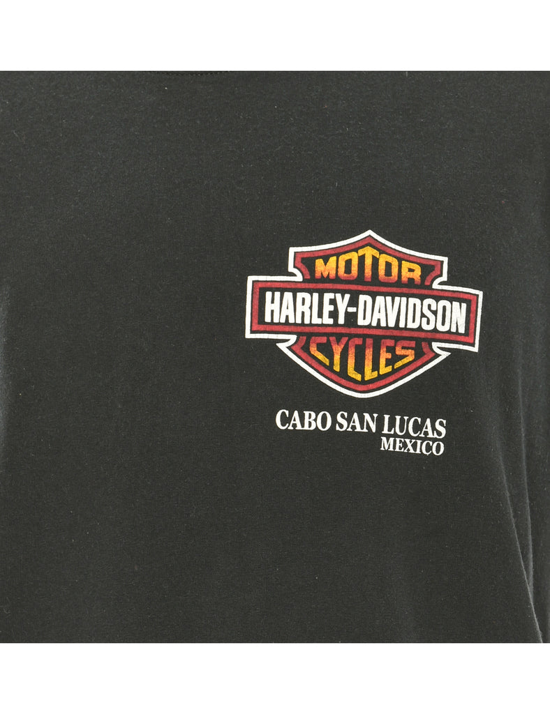 Black Harley Davidson Printed T-shirt - L