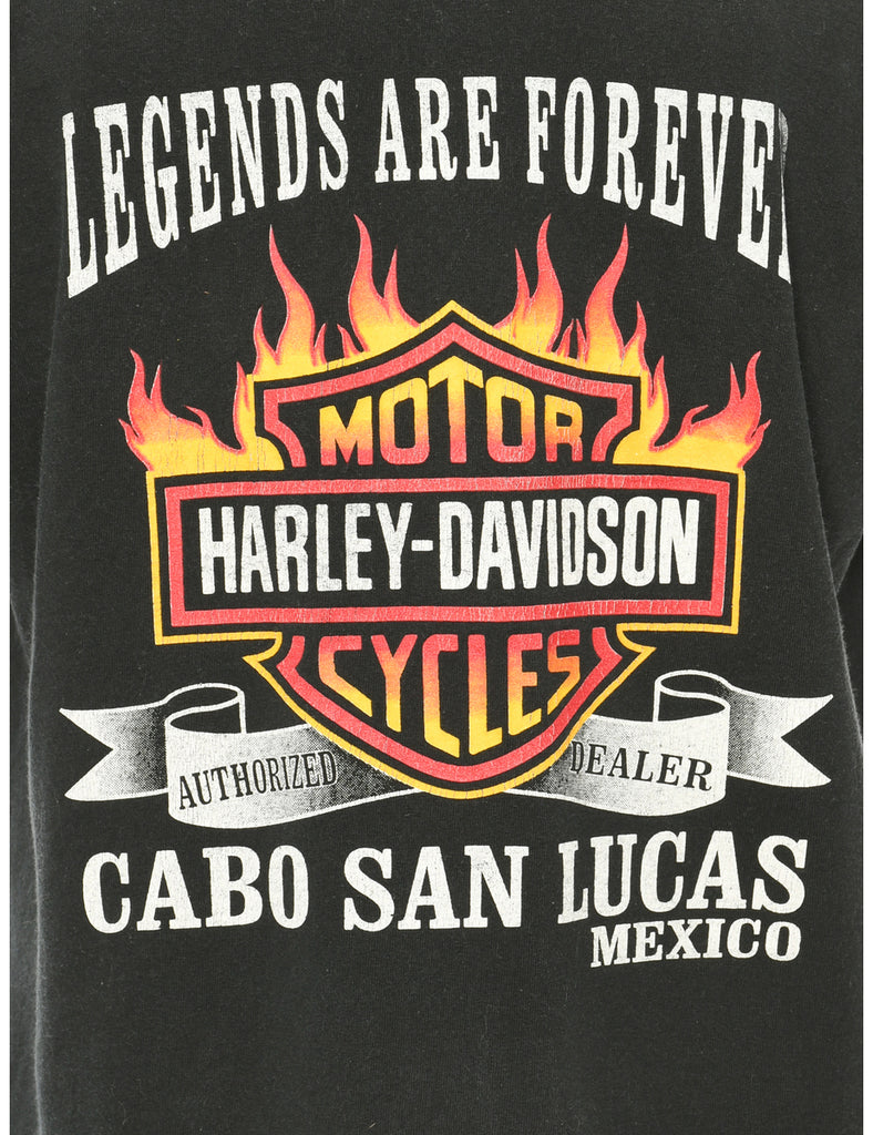 Black Harley Davidson Printed T-shirt - L
