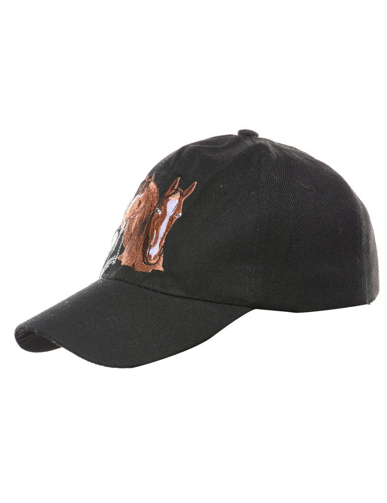 Black Horse Print Cap - XS