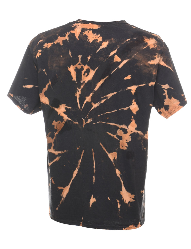 Black & Light Brown Bleached Tie Dye T-Shirt - L