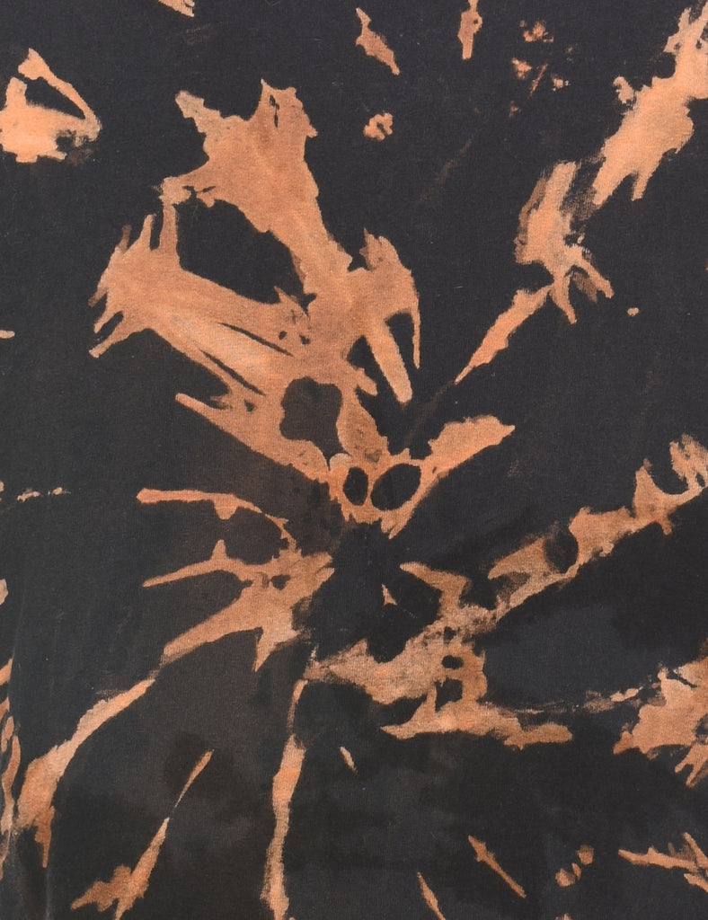 Black & Light Brown Bleached Tie Dye T-Shirt - L