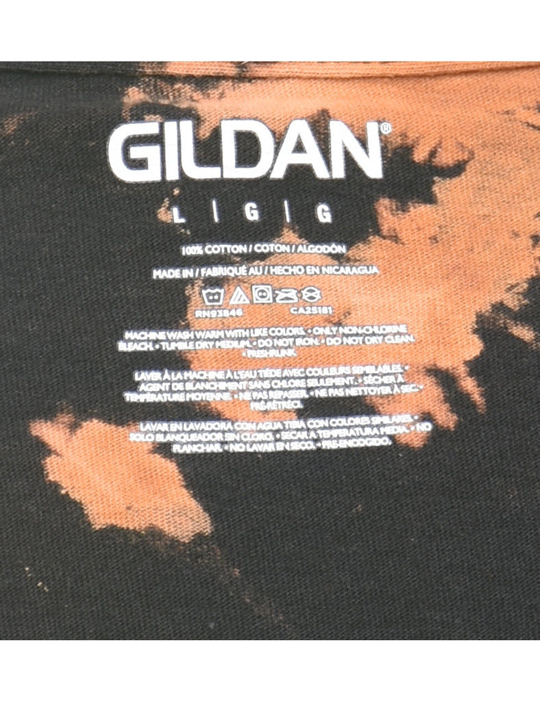 Black & Light Brown Bleached Tie Dye T-Shirt - L