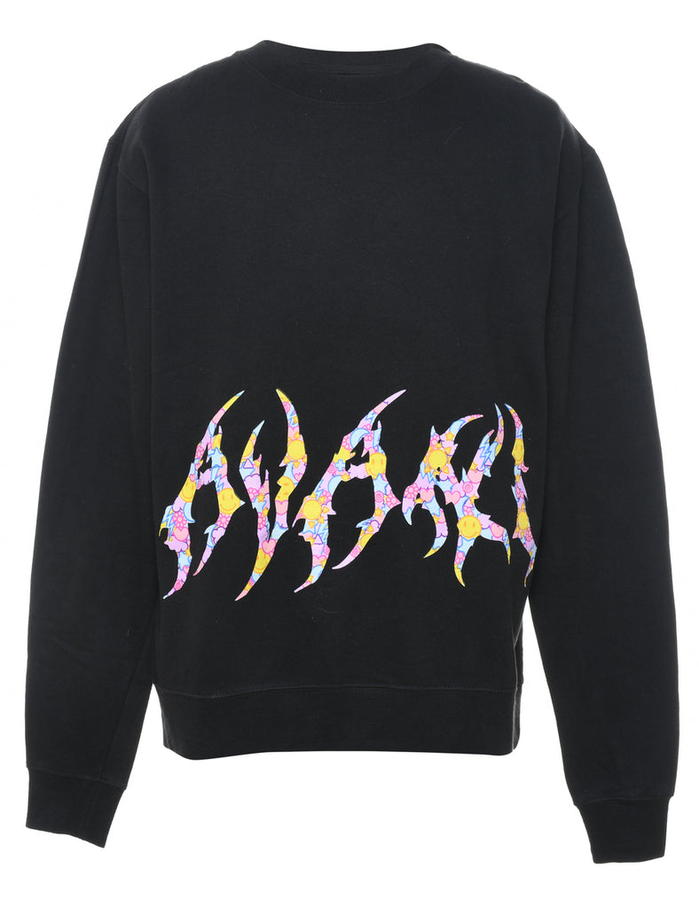 Black & Multi-Colour Graphic Design Sweatshirt - S