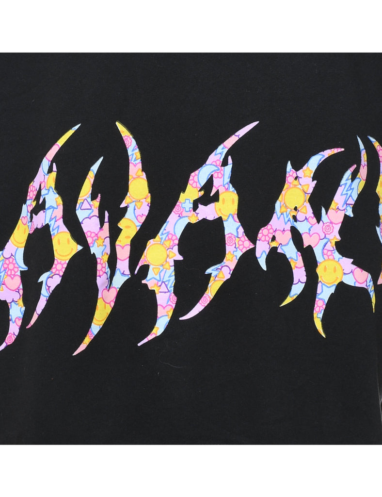 Black & Multi-Colour Graphic Design Sweatshirt - S