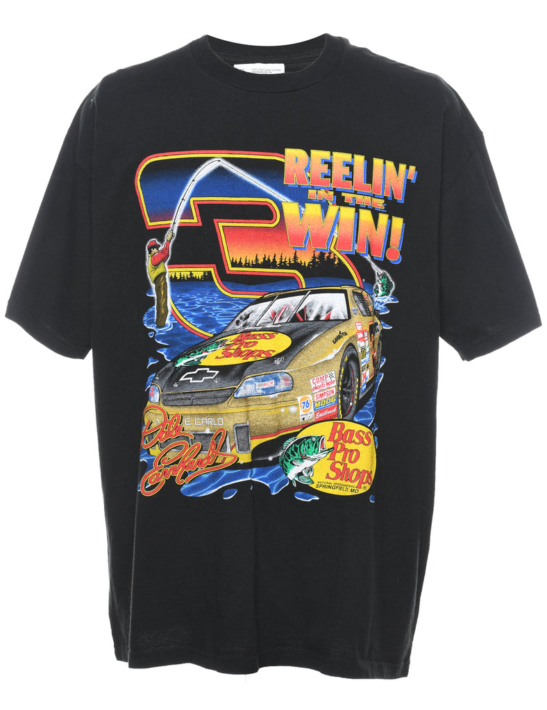 Black & Multi-colour NASCAR Printed T-shirt - XL