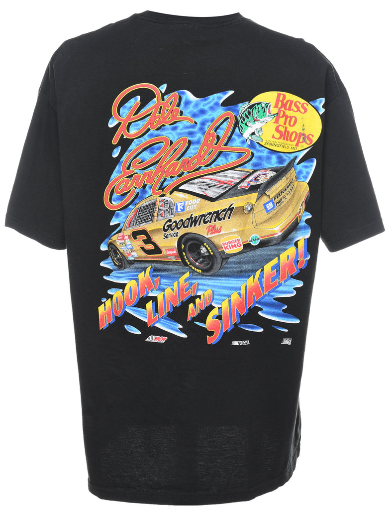 Black & Multi-colour NASCAR Printed T-shirt - XL