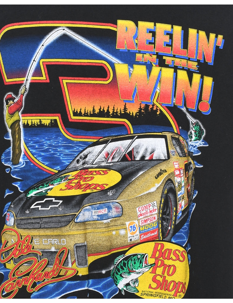 Black & Multi-colour NASCAR Printed T-shirt - XL
