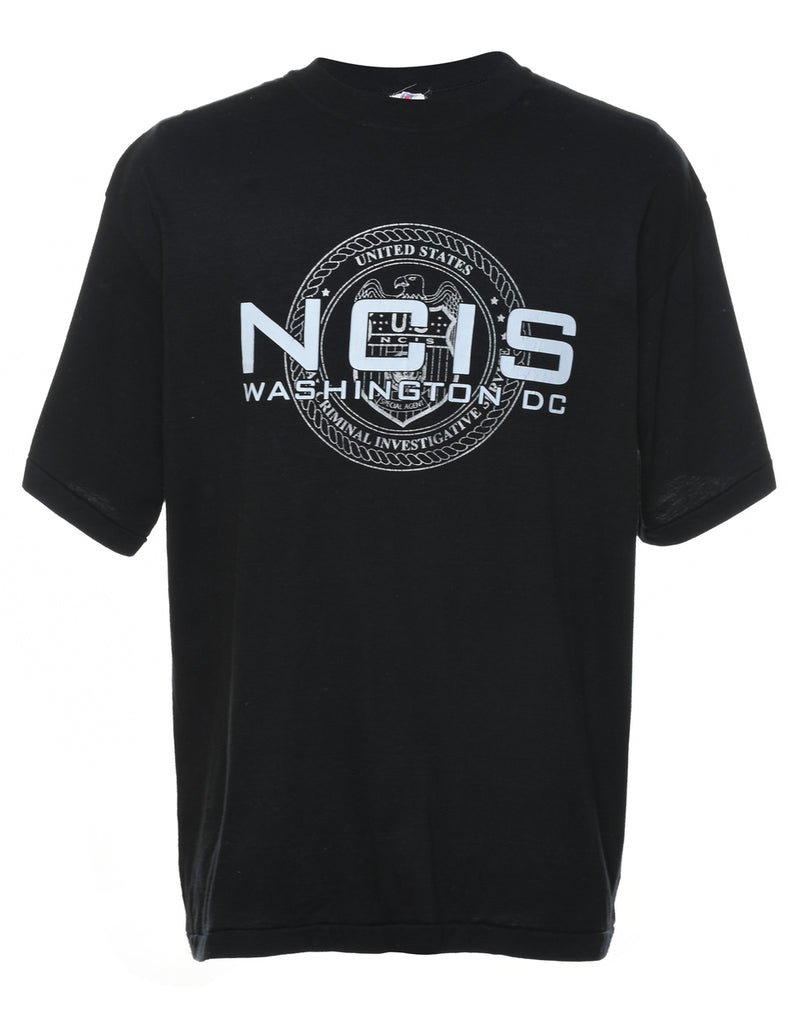 Black NCIS Printed T-shirt - XL