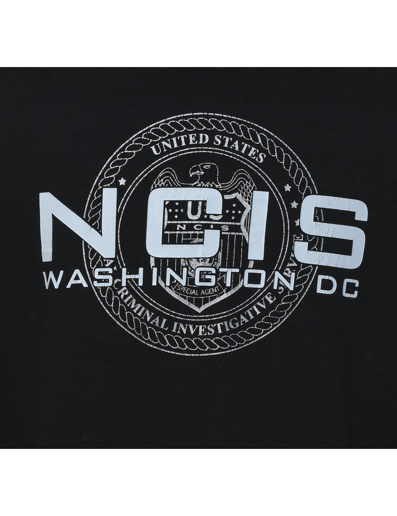 Black NCIS Printed T-shirt - XL
