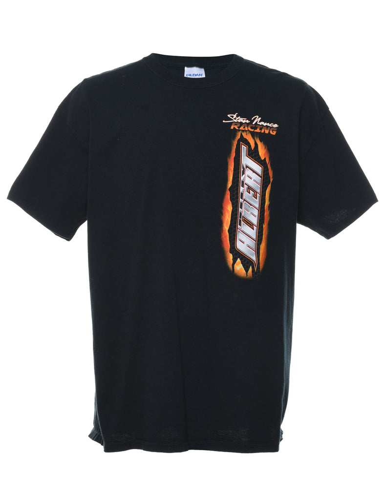 Black & Orange Albert Racing Design Printed T-shirt - XL