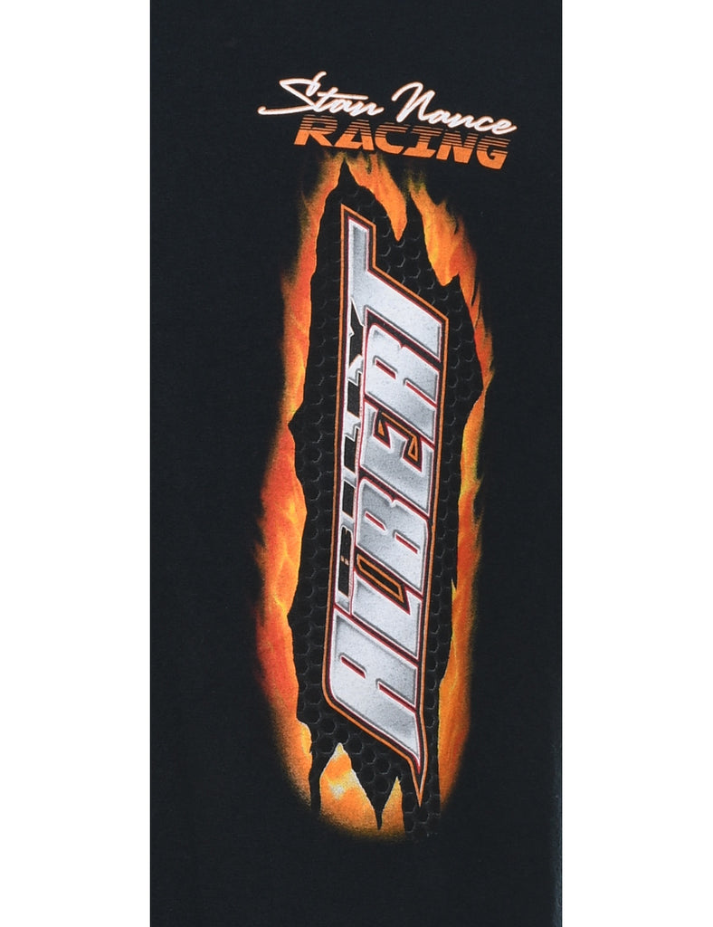Black & Orange Albert Racing Design Printed T-shirt - XL