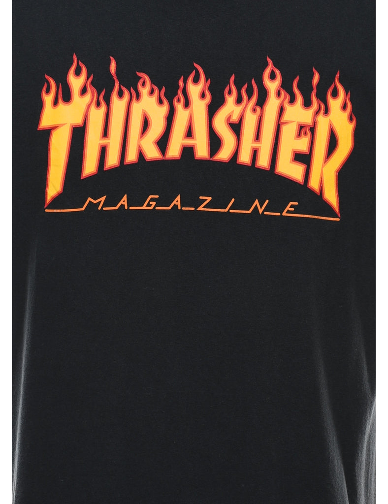 Black & Orange Thrasher Magazine Printed T-shirt - M