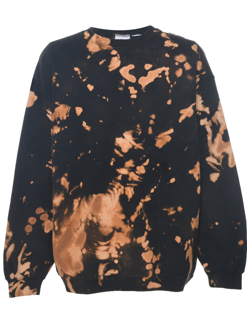 Black & Orange Tie-Dye Design Sweatshirt - L