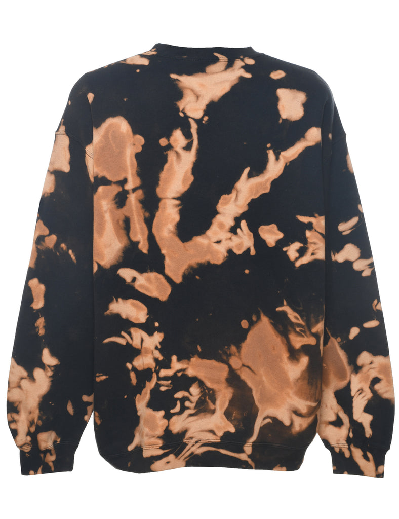 Black & Orange Tie-Dye Design Sweatshirt - L