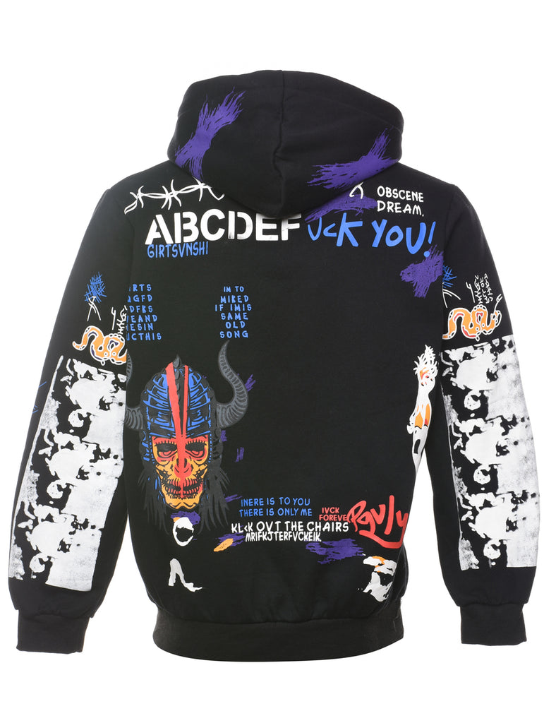 Black Patterned Hoodie - XL