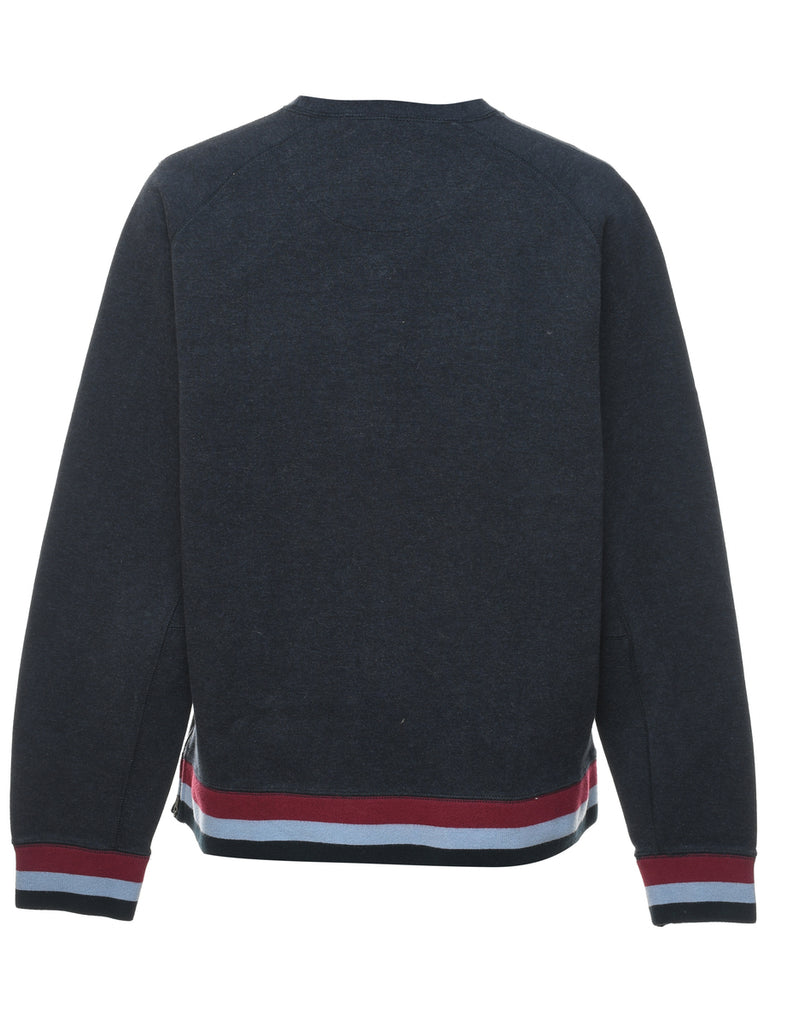 Black Plain Contrast Trim Sweatshirt - L