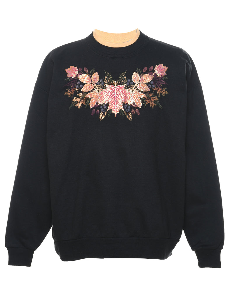 Black Printed Autumnal Sweatshirt - XL
