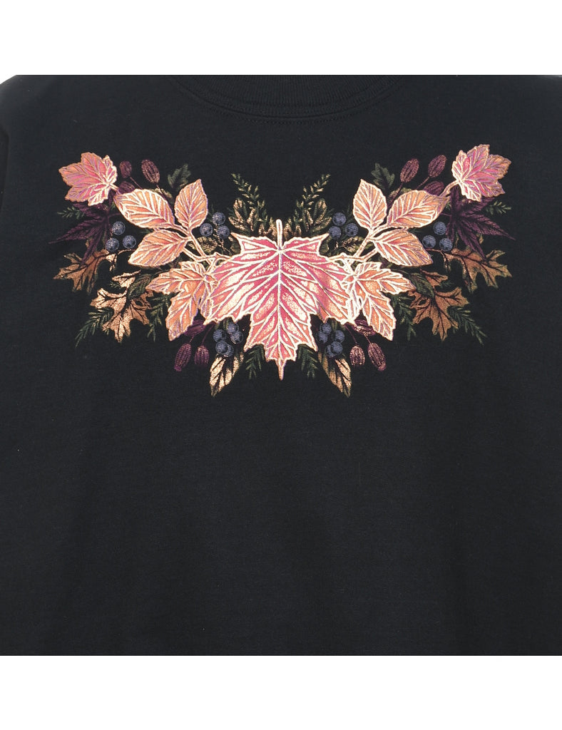Black Printed Autumnal Sweatshirt - XL