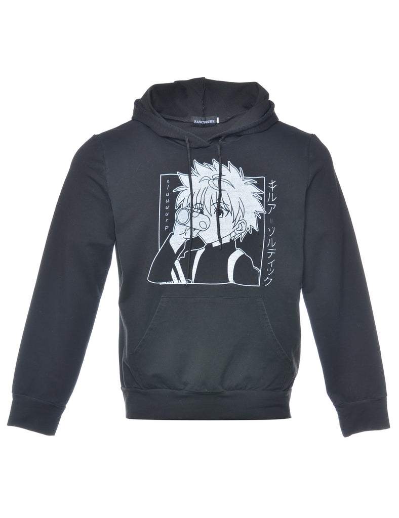 Black Printed Hoodie - M