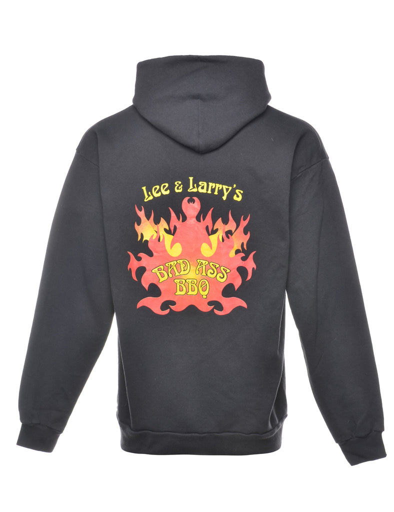 Black Printed Hoodie - L