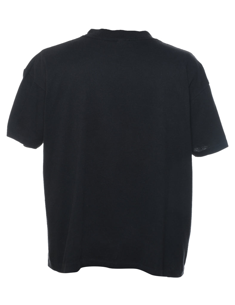 Black Printed Horse Design T-Shirt - XL