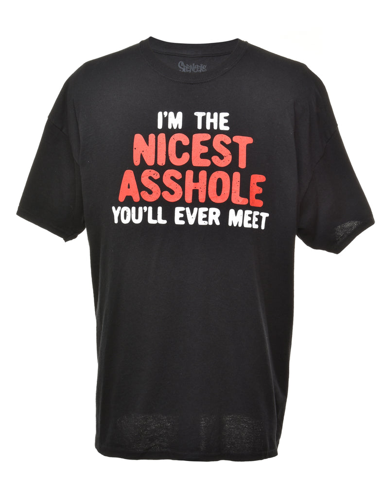 Black Printed T-shirt - XL