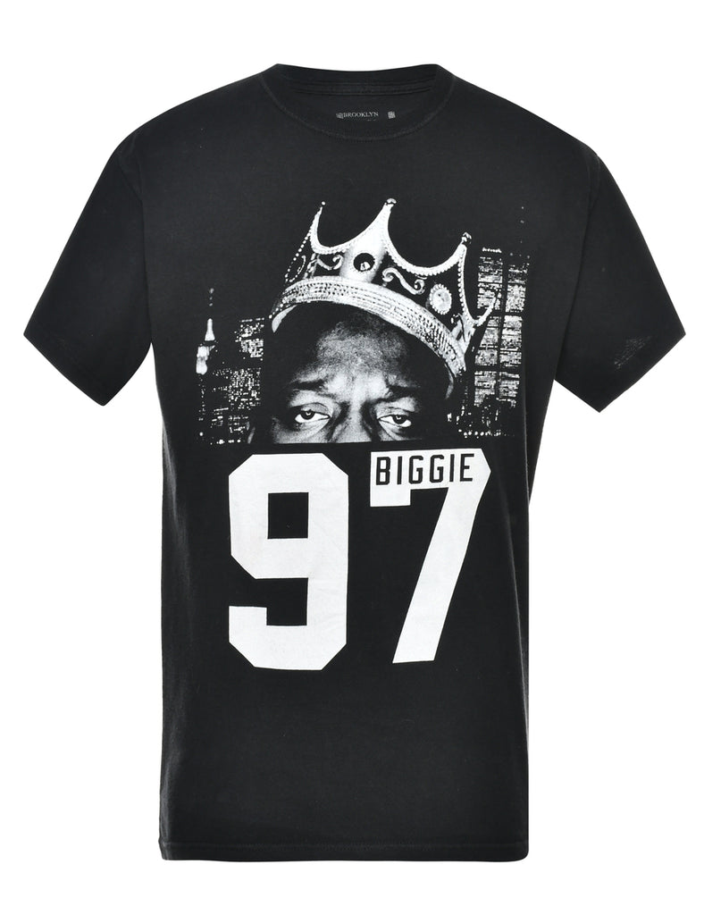Black Printed T-shirt - M