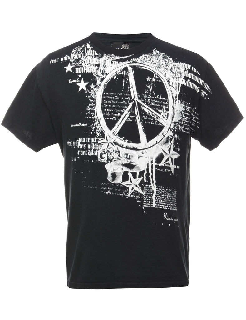 Black Printed T-shirt - L