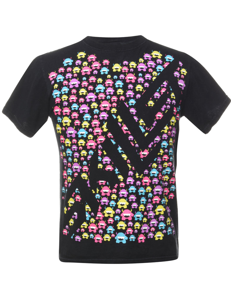 Black Printed T-shirt - S