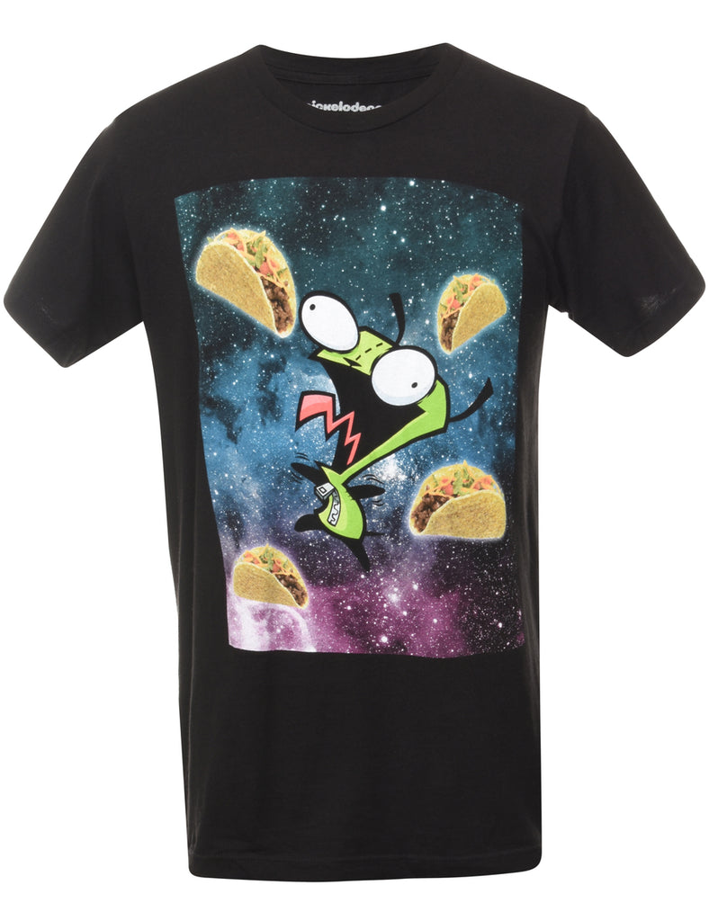 Black Printed T-shirt - M