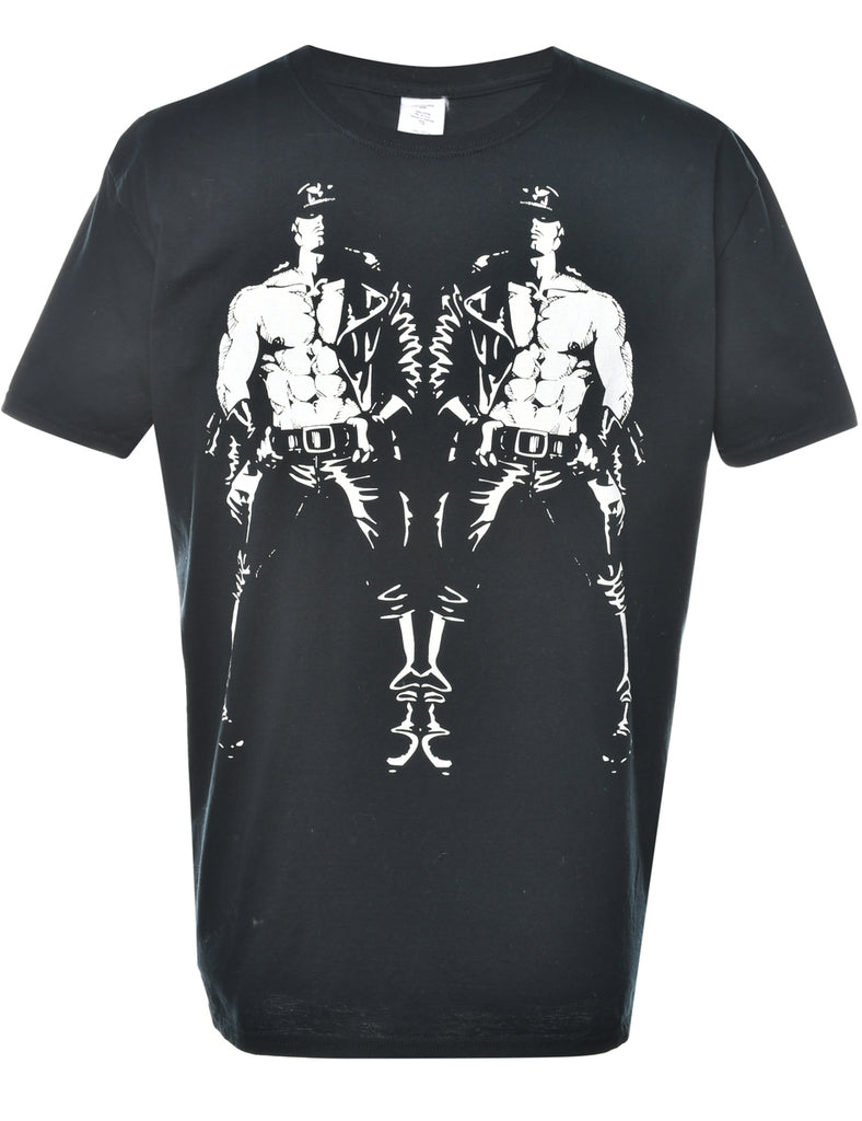 Black Printed T-shirt - XL