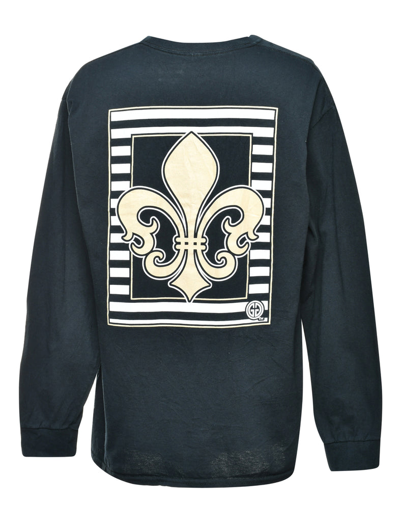 Black Printed T-shirt - L