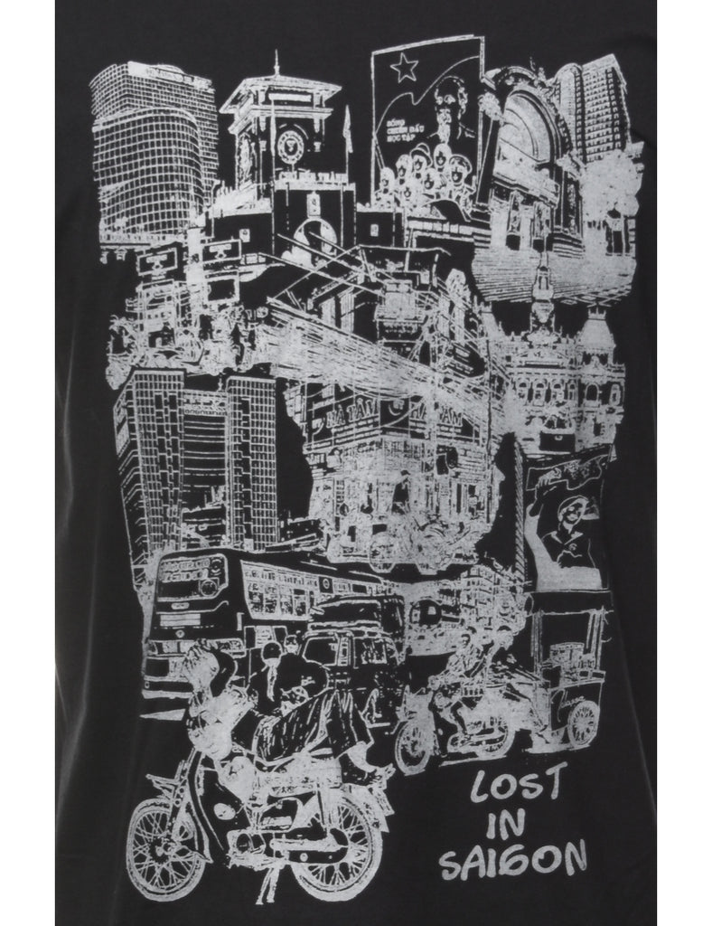 Black Printed T-shirt - L