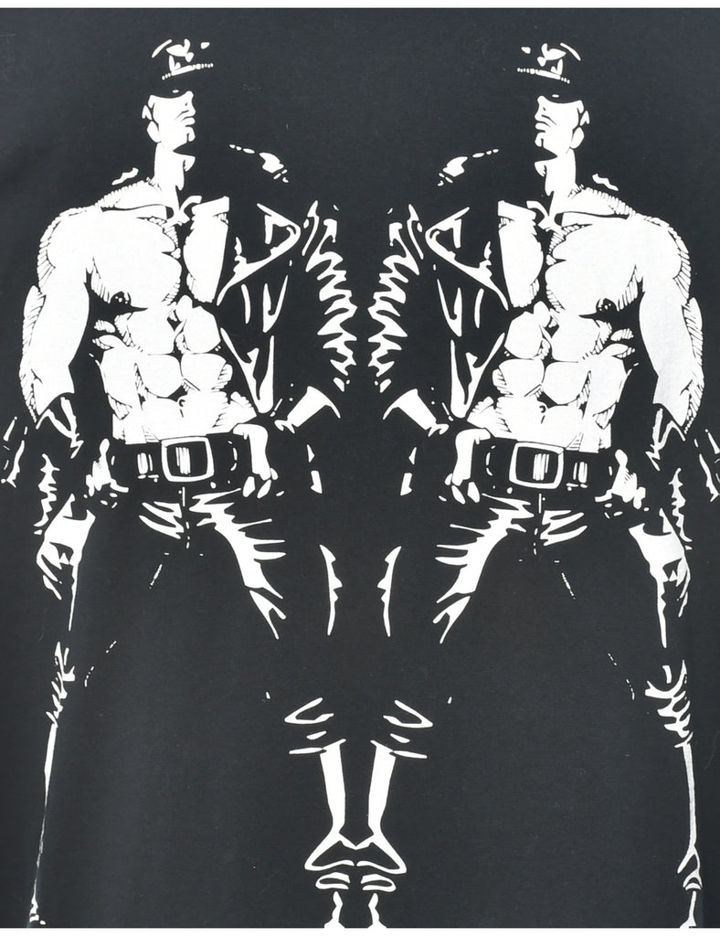 Black Printed T-shirt - XL