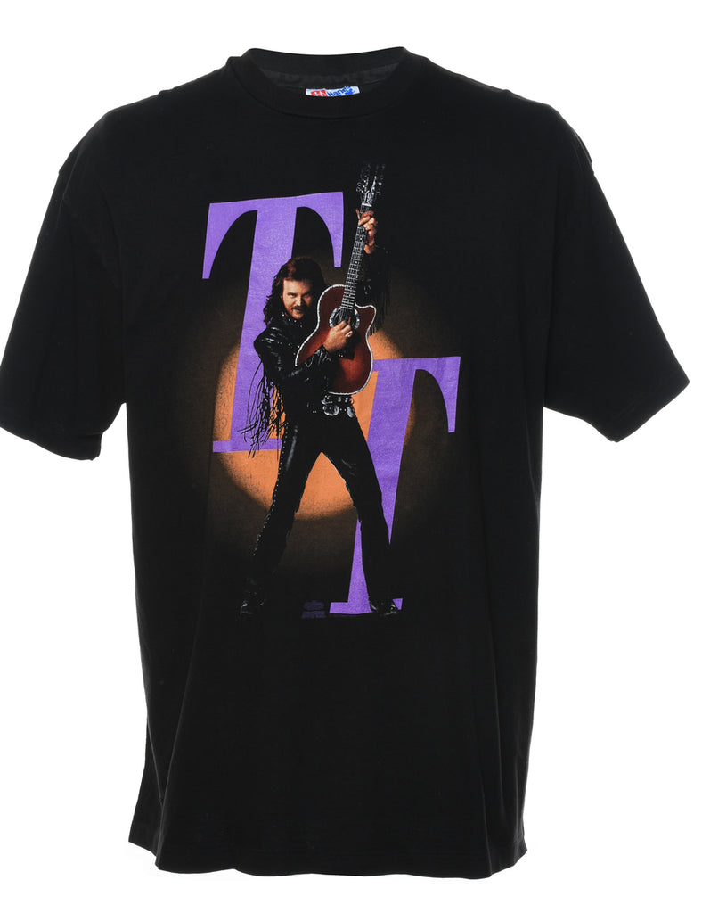 Black & Purple Travis Tritt Design Printed T-shirt - XL